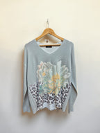 Sweater spandex flor strass
