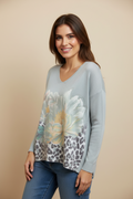 Sweater spandex flor strass