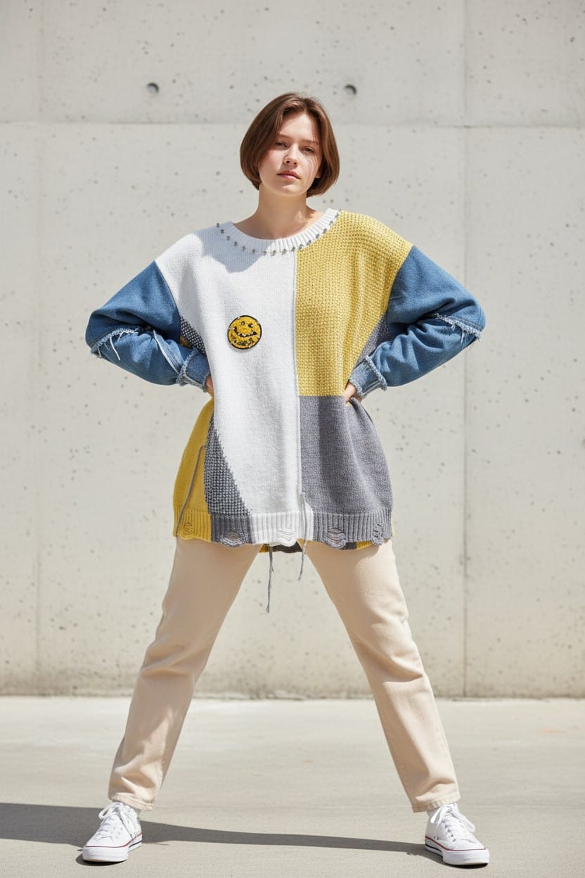Sweater Smile manga mezclilla