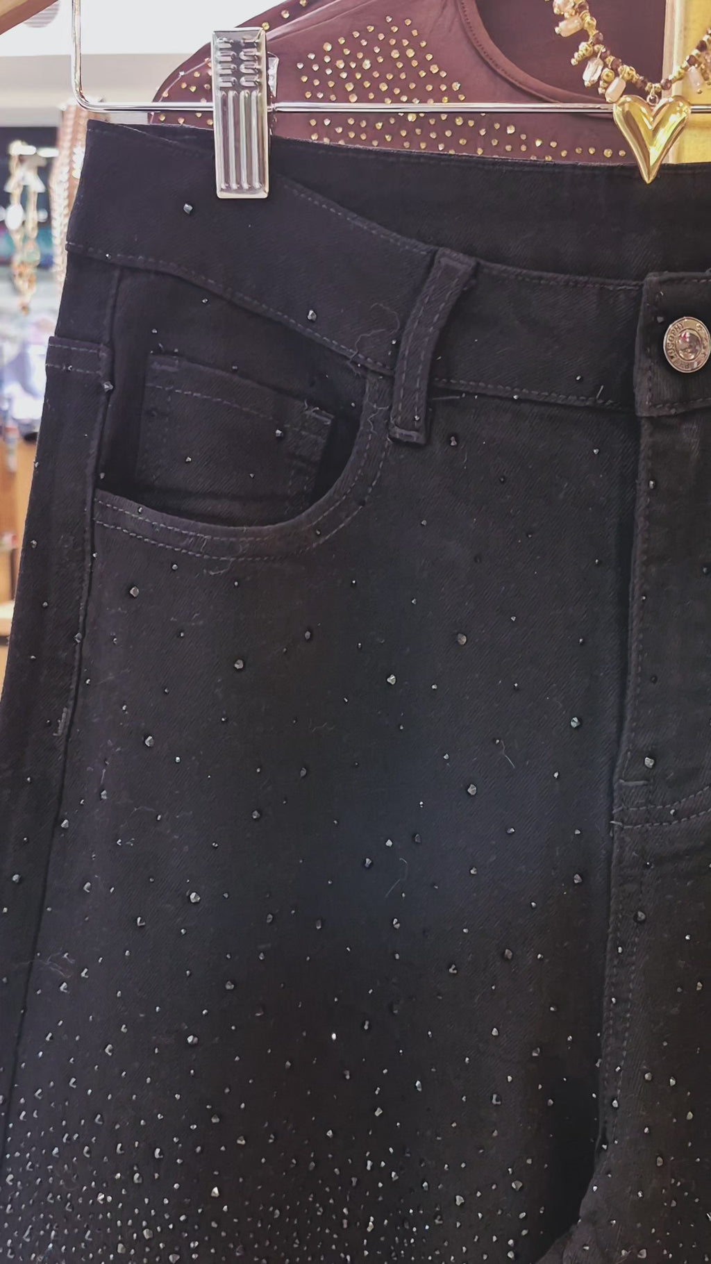 Jeans Wide leg strass focalizado