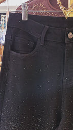 Jeans Wide leg strass focalizado