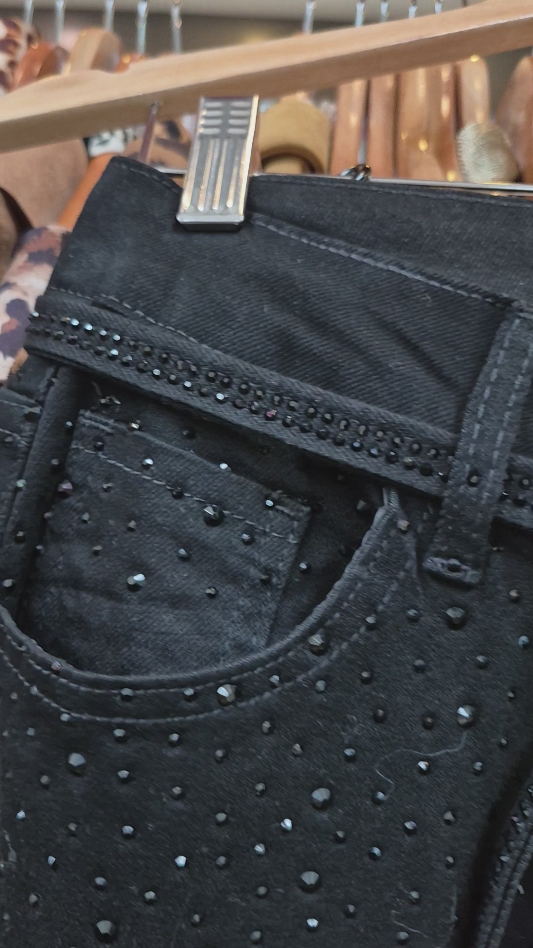 Jeans wide leg crystal black