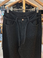 Jeans wide leg crystal black