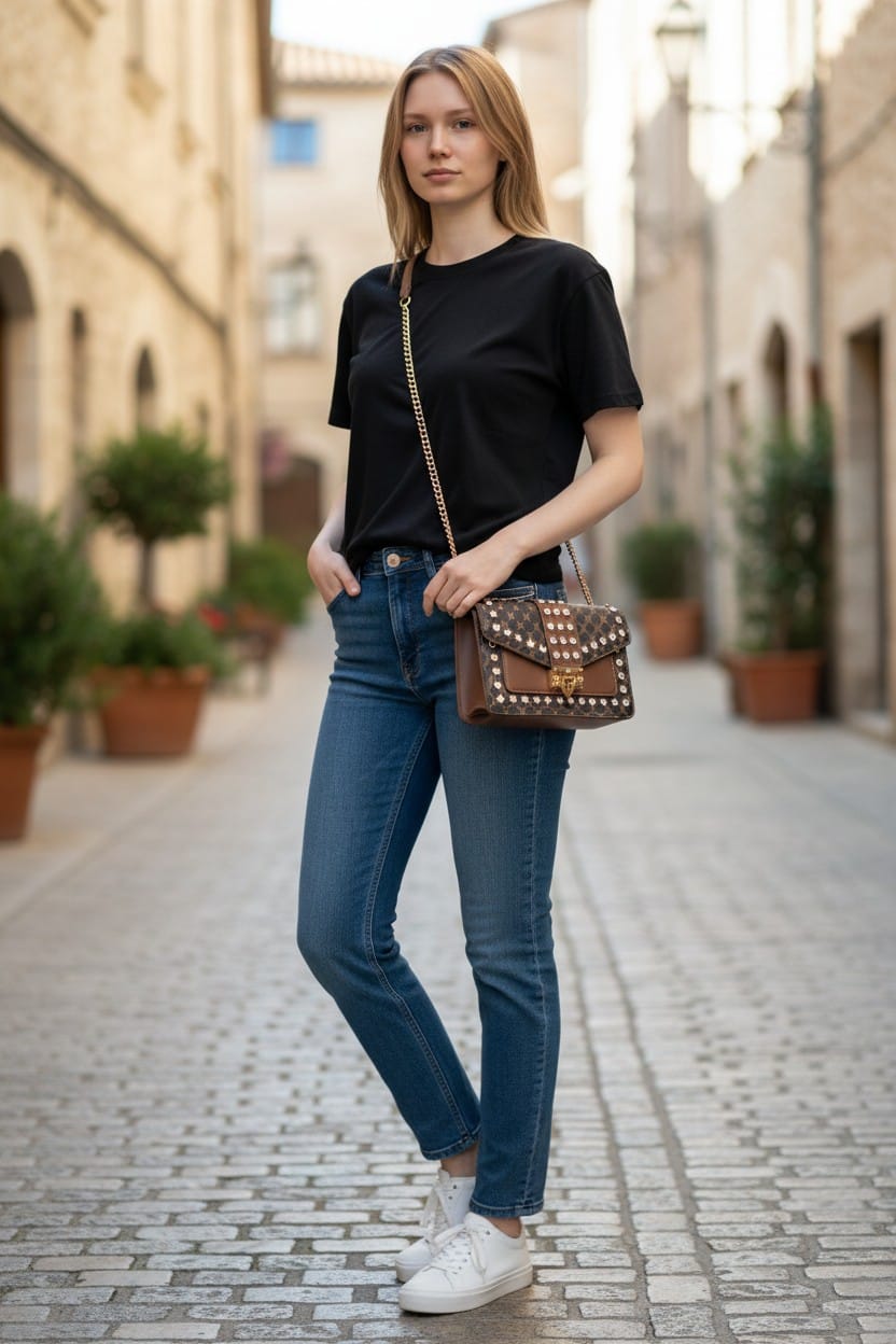 Cartera Estilo Channel Strass