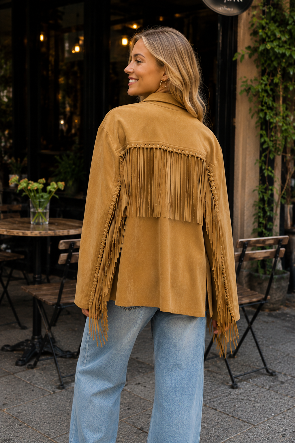Sobrecamisa gamuza  flecos