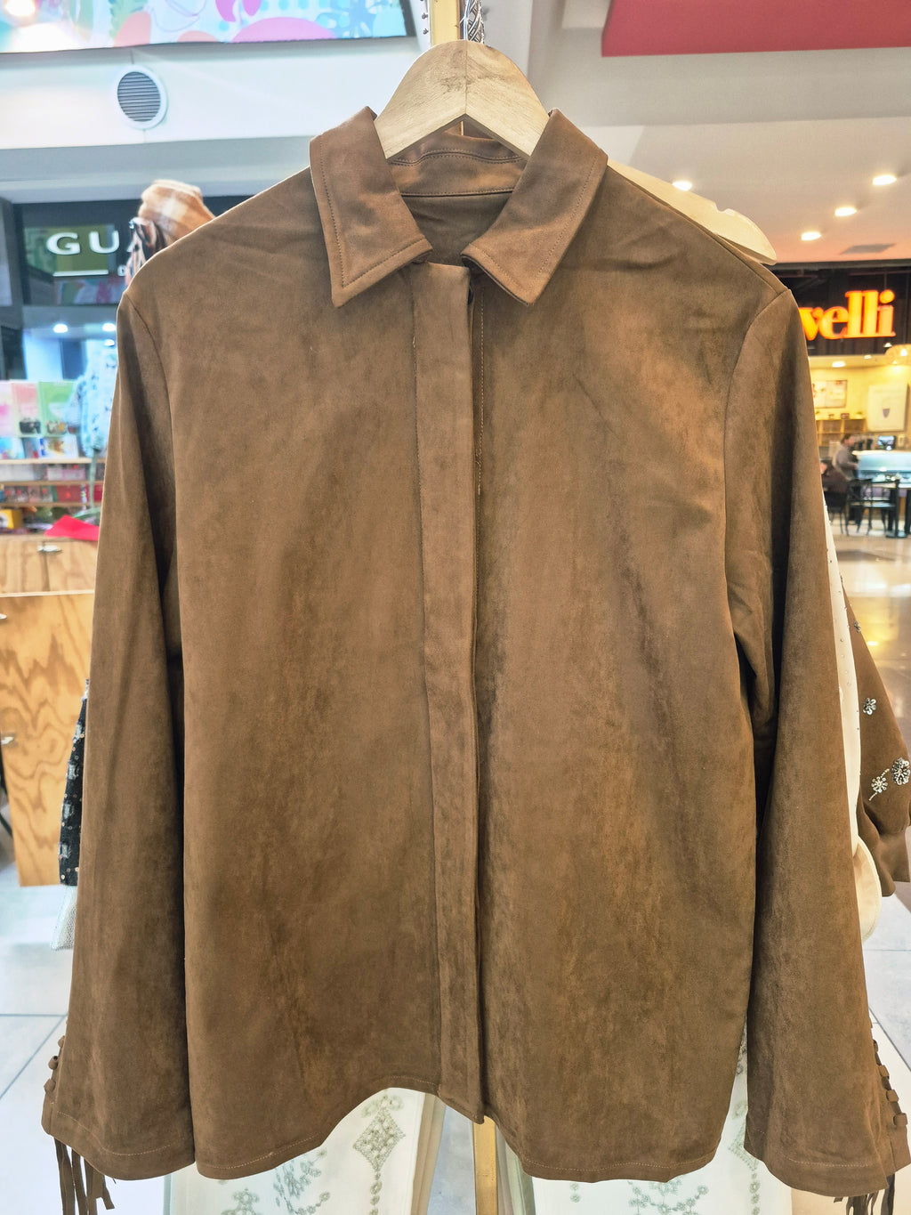 Sobrecamisa gamuza  flecos