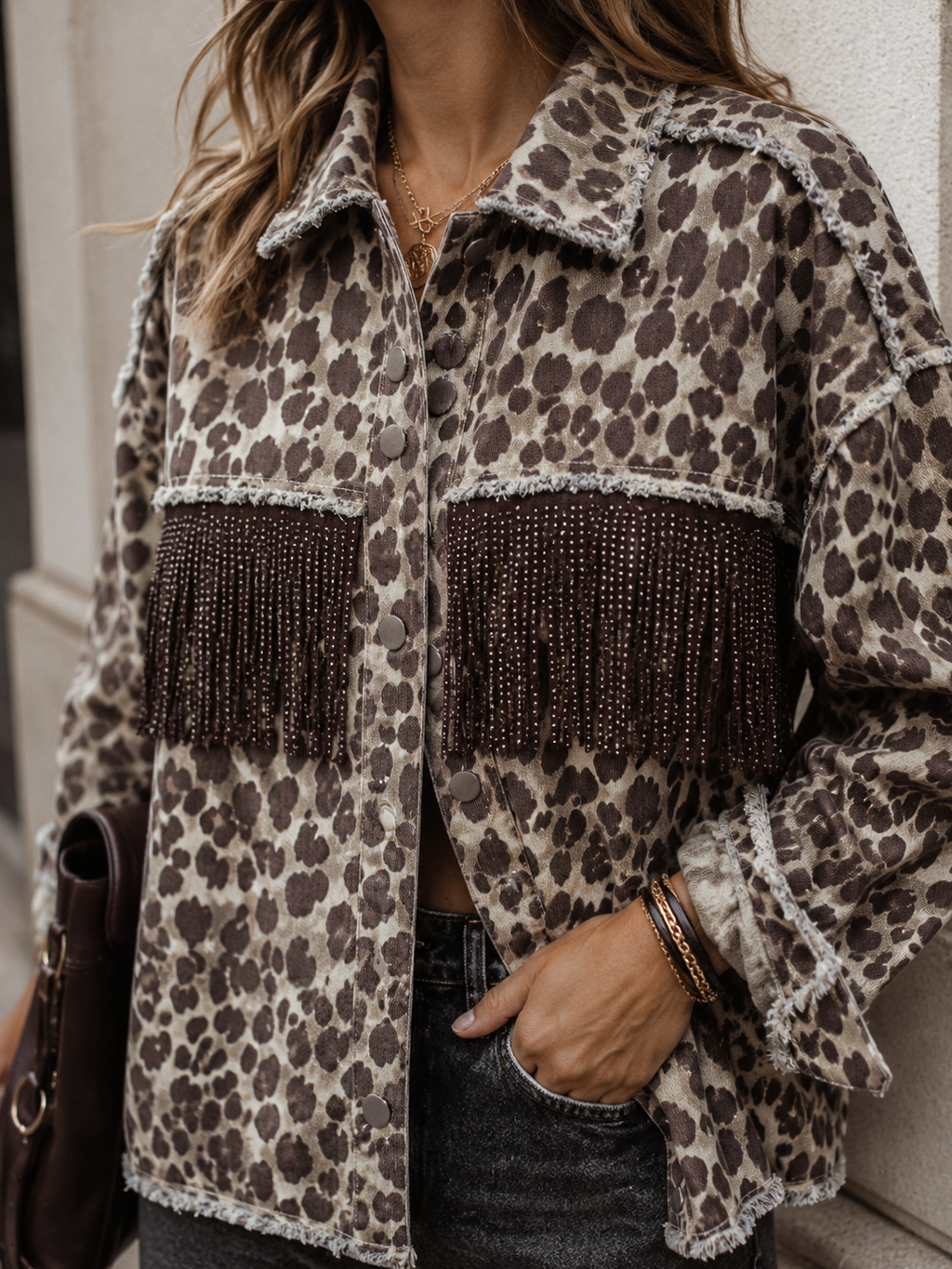 Chaqueta Animal print flecos