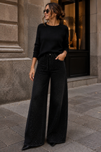 Jeans wide leg crystal black