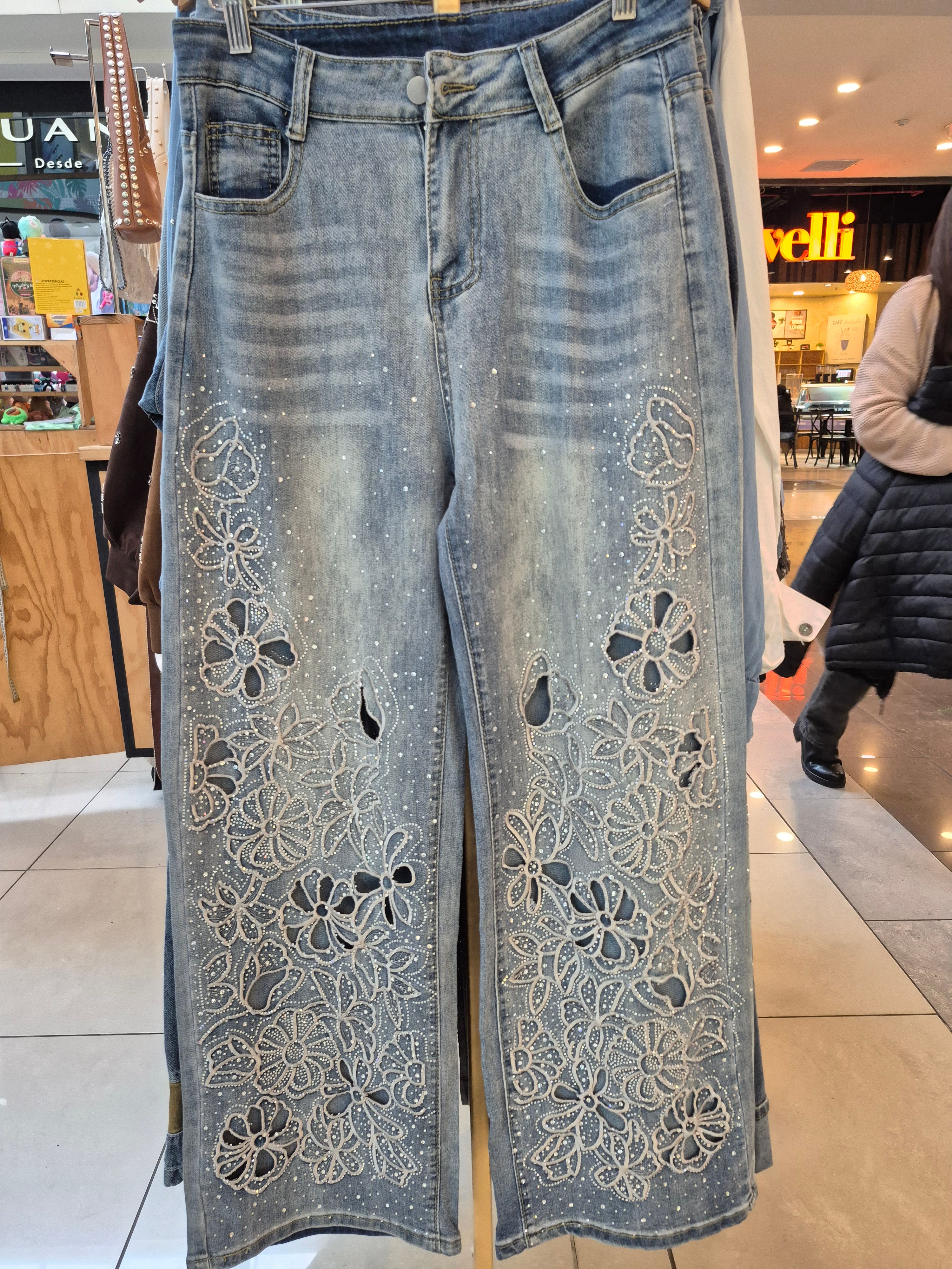 Jeans Calado flores