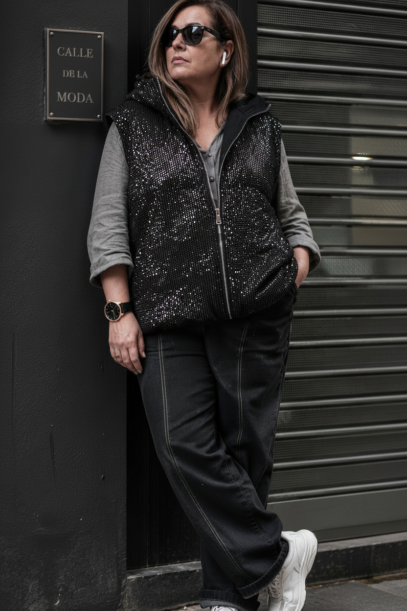 Puffa sin mangas strass