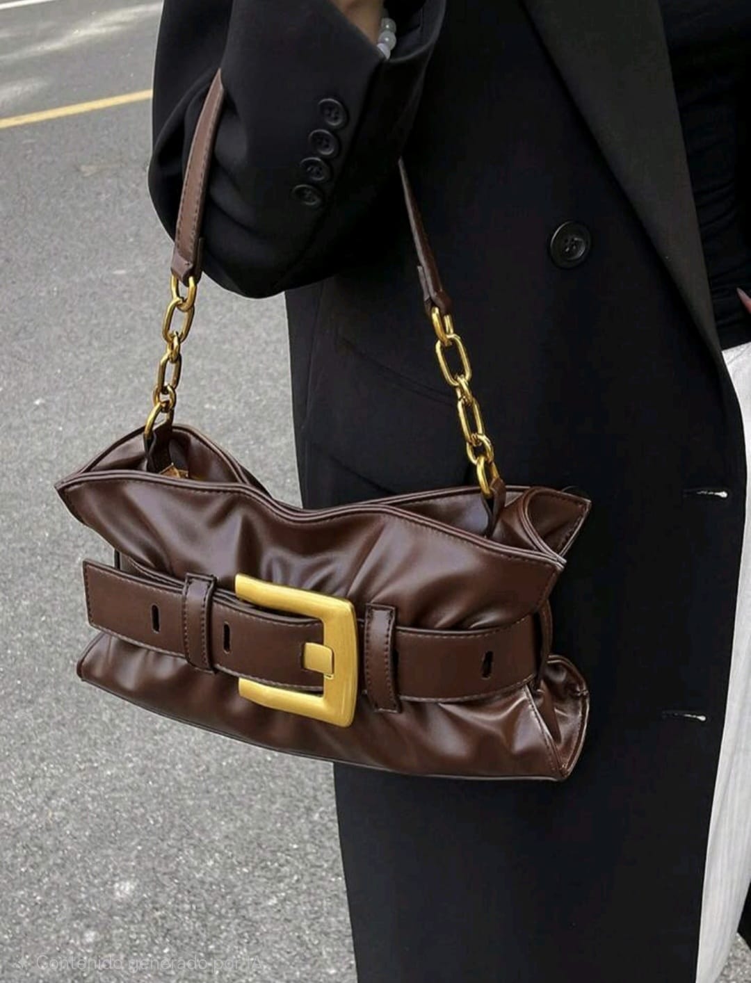 Cartera Baguette Hebilla Dorada
