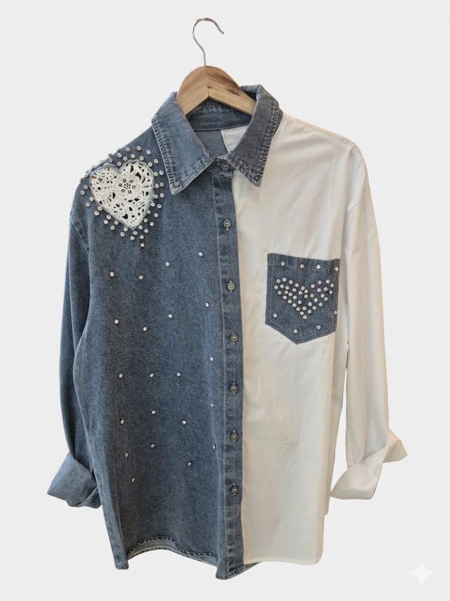 Camisa Bicolor strass