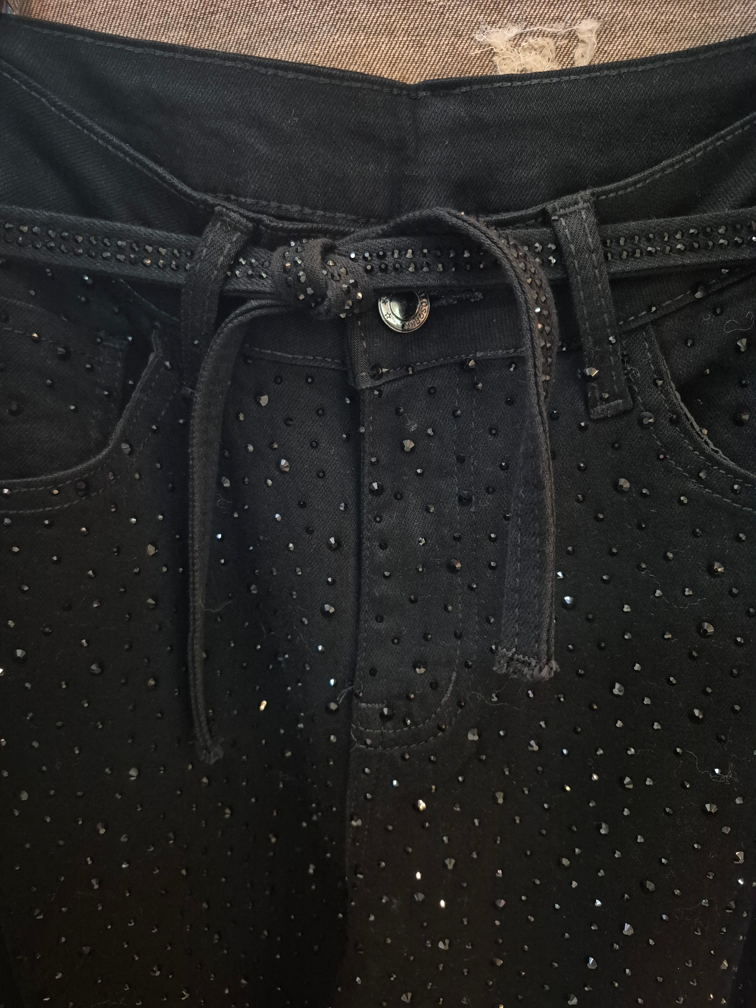 Jeans wide leg crystal black
