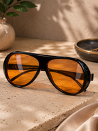 Gafas retro en tendencia - amarillo con marco negro