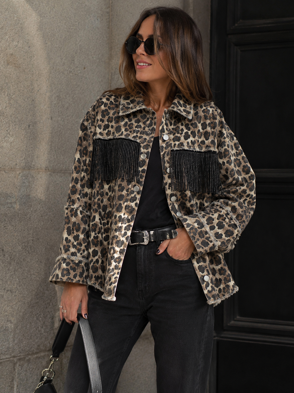 Chaqueta Animal print flecos