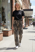 Jeans Animal Print Strass Wide leg