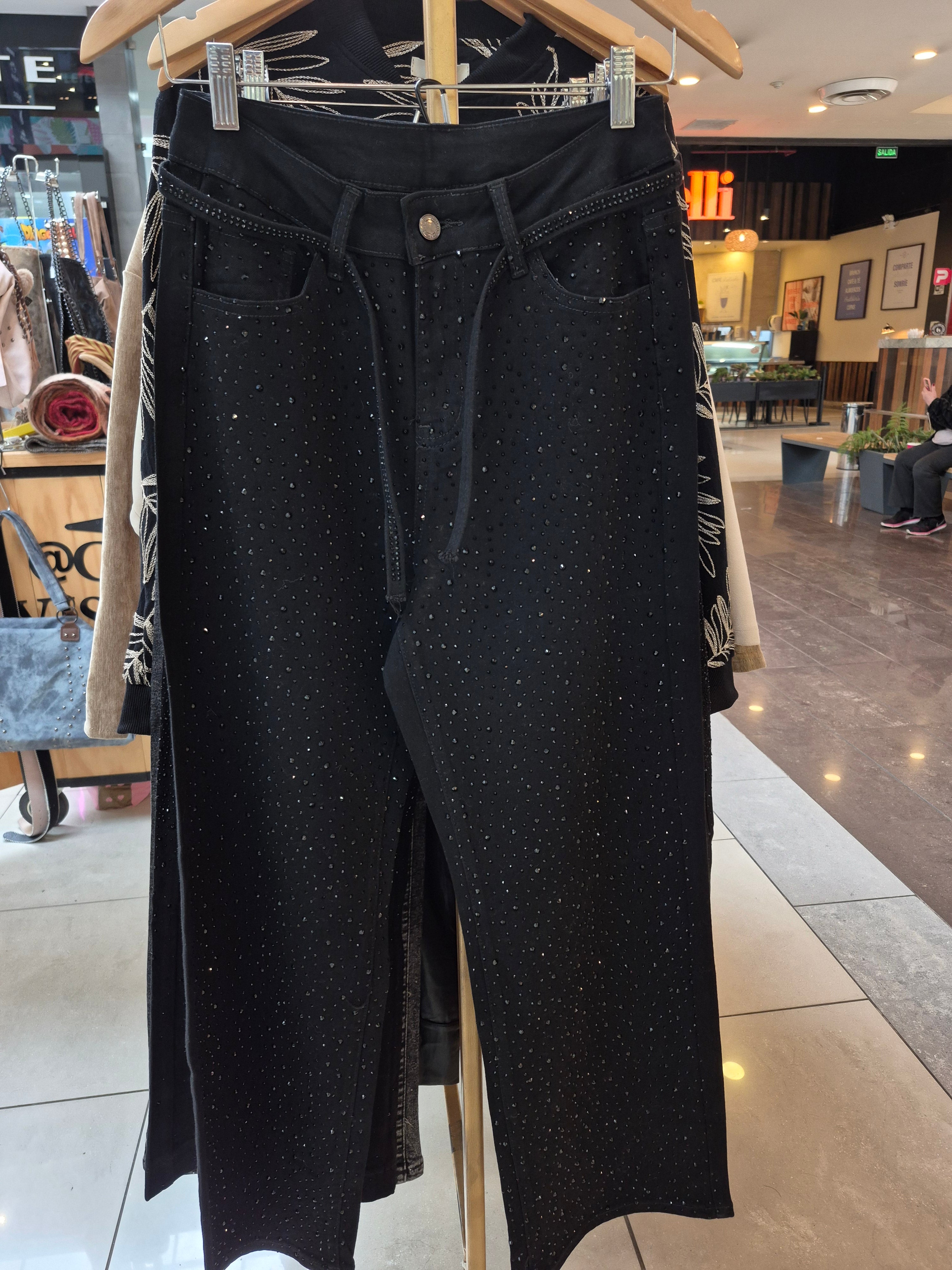Jeans wide leg crystal black