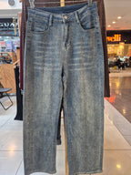 Jeans Wide Leg  strass vertical 