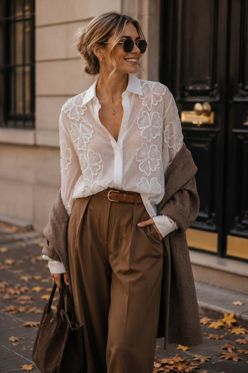 Camisa transparente flor strass