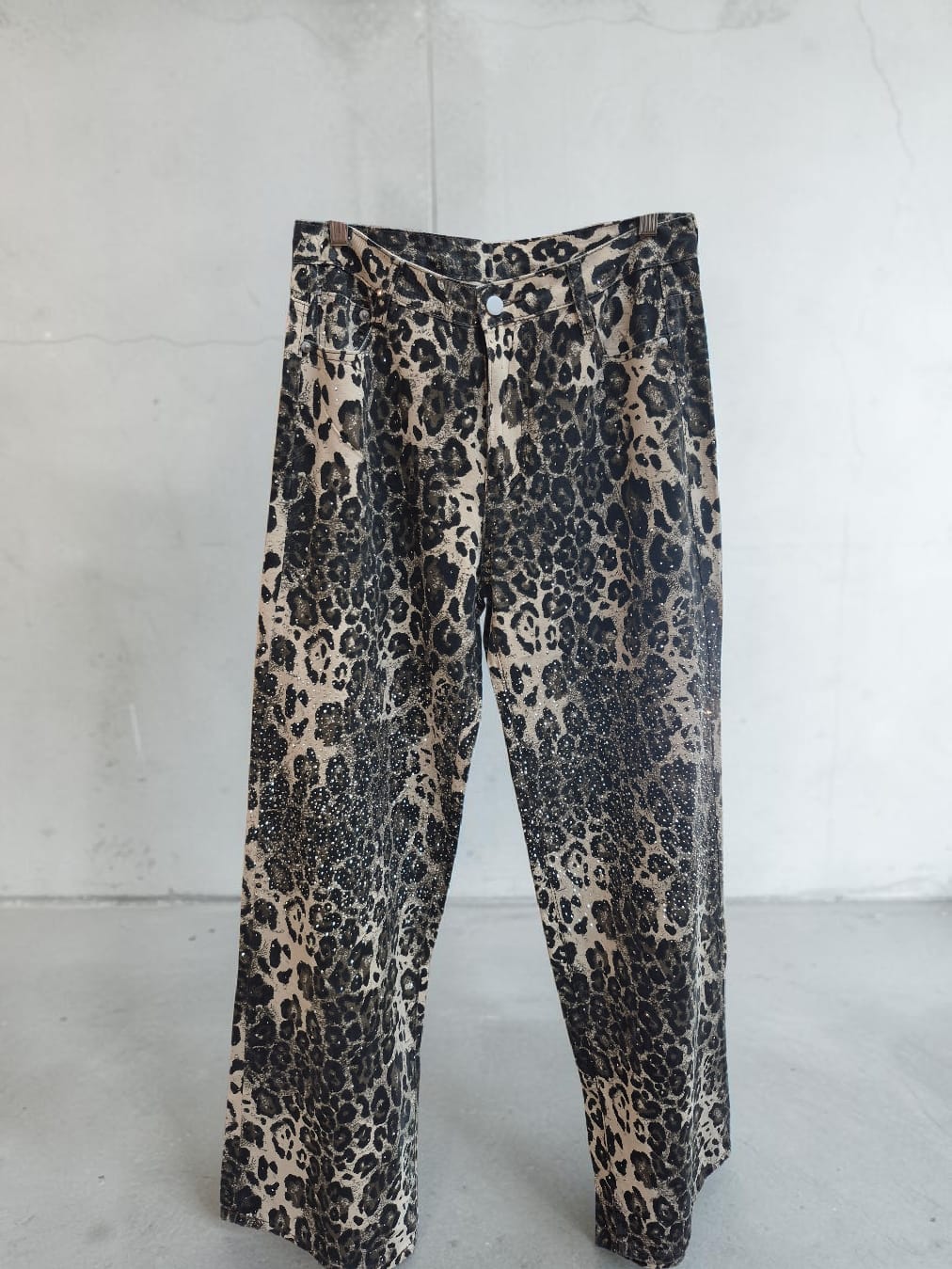 Jeans Animal Print Strass Wide leg