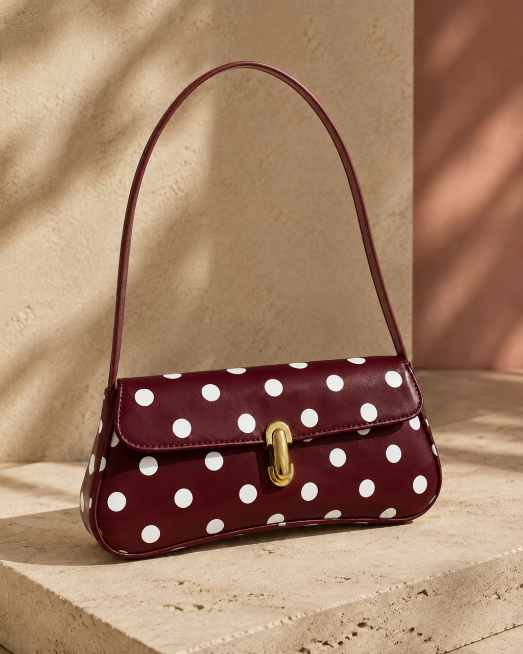 Cartera baguette lunares