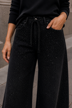 Jeans wide leg crystal black