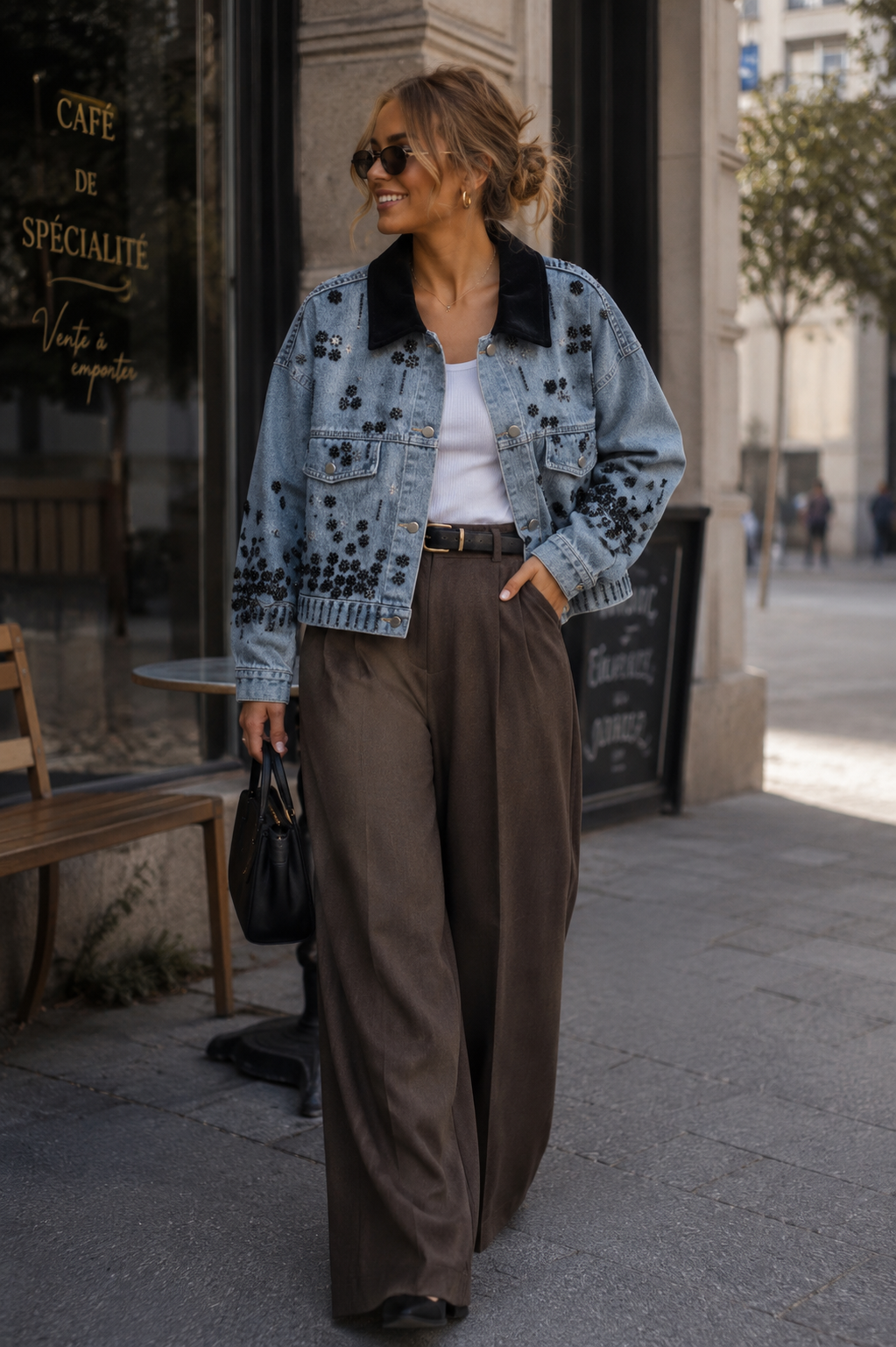 Chaqueta Mezclilla bordada flores