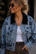 Chaqueta Mezclilla bordada flores