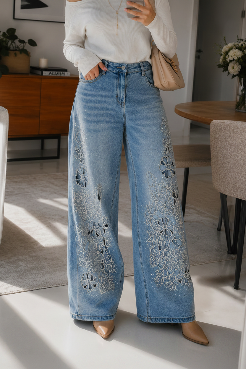 Jeans Calado flores