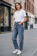 Jeans Wide Leg  strass vertical 