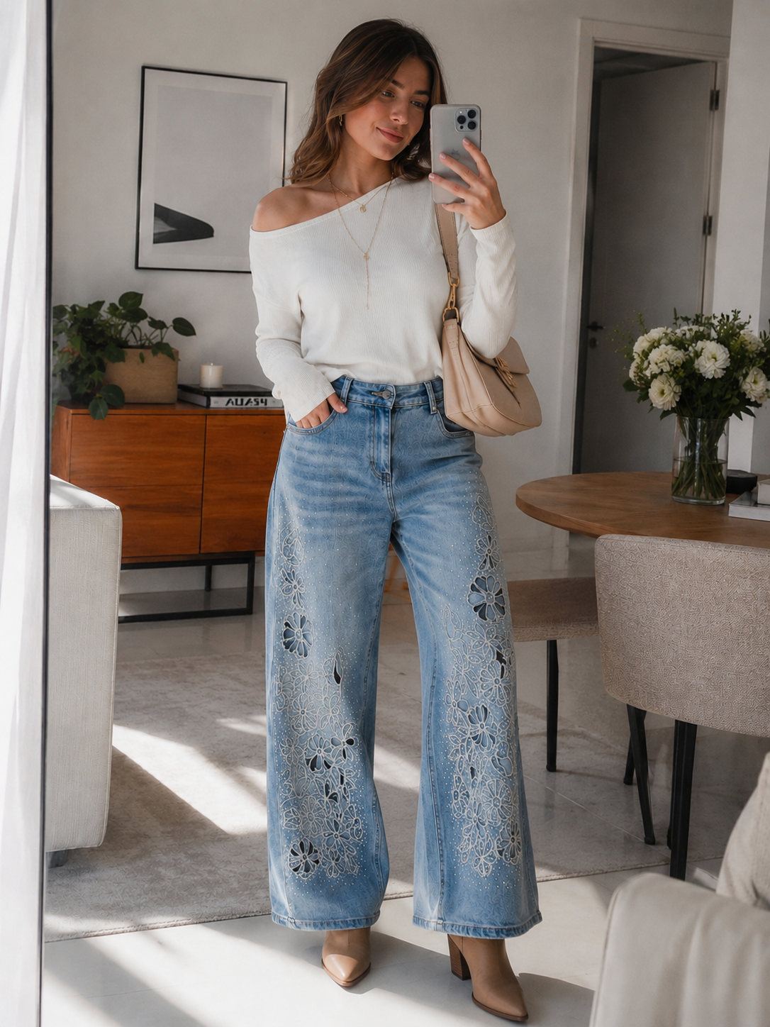 Jeans Calado flores