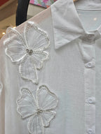 Camisa transparente flor strass