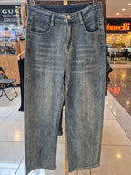 Jeans Wide Leg  strass vertical 