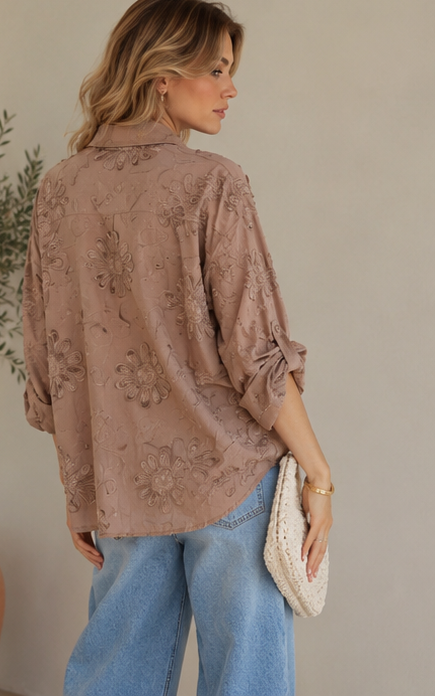 Camisa Flores bordada