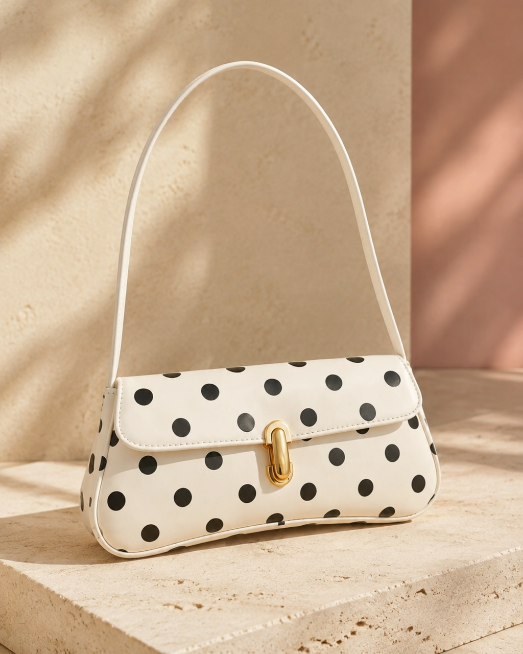 Cartera baguette lunares