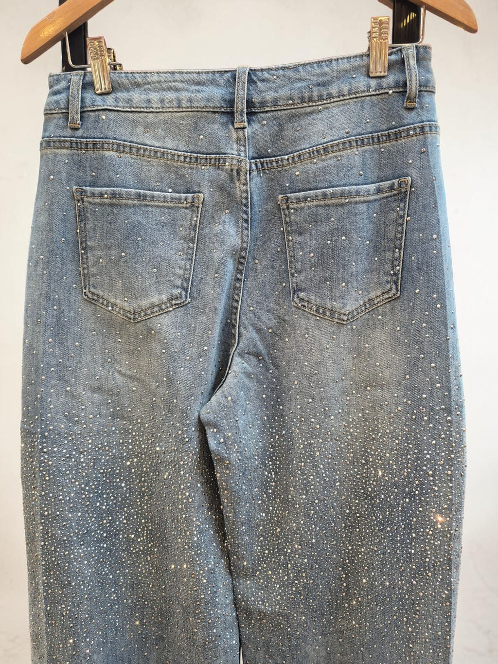 Jeans Wide leg strass focalizado