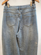Jeans Wide leg strass focalizado