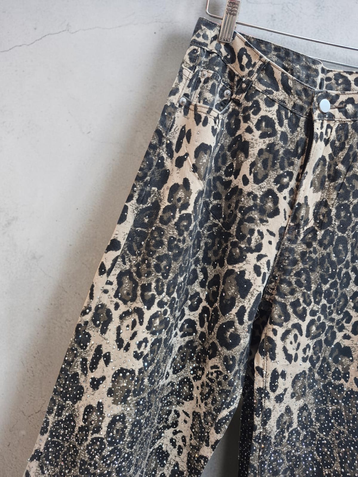 Jeans Animal Print Strass Wide leg
