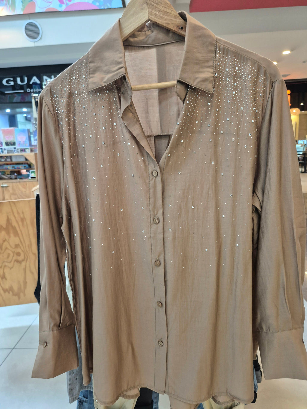 Camisa Seda Strass